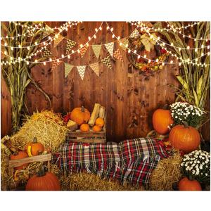 10X8FT Fall Thanksgiving Backdrops Maple Leaf Sunflower Rustic Wooden Barn Harvest Autumn Decoration Backdrop Photo Studio Booth Props Photography Background DH-209