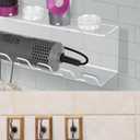 Storage Holder for Curling Iron and Flat Iron, Clear Acrylic Hair Dryer Organizer with Hooks for Wand Barrels Curling Barrels Shower Caps Towels & Hair Accessories Storage