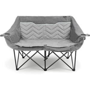 Double Camping Chair Camping Couch 2 Person Camping Chair, Folding Padded Loveseat for Two Adults, Outdoor Camp Foldable Seat Sofa for Lawn Bonfire, Portable Sillas for Living Room, 2 Seater Pod Chair