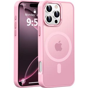Newfuture Designed for iPhone 16 Pro Case with Magnetic [13 FT Military Drop Protection] [Compatible with Magsafe] Slim Translucent Matte Shockproof with Anti-Fingerprint Phone Case,Chalk Pink