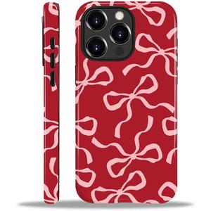 For iPhone 11 Pro Case,HL2 Aesthetic Red Bow Hybrid 2 Layer Hard Shell Silicone Protective Pattern Design Case