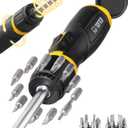 13 IN 1 Magnetic Ratcheting Screwdriver, 5X Speed Drive, 12PCS Bits Included,Torx PH SL, Ergonomic Handle Design with Adjustable Angle, End Storage Cap, for Motorcycle,Bicycle, Home Maintenance