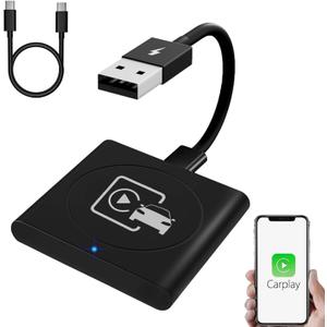Wireless Carplay Adapter for Apple iPhone iOS 10+, Converts Wired to Wireless Carplay Dongle, Plug & Play Carplay for Cars from 2015