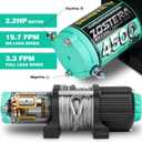 4500lbs ATV/UTV Winch with Synthetic Rope, Electric Boat Trailer Winch 12V, Waterproof Winch with 2 Wireless Remotes &Wired Switch,with Mounting Plate,Aluminium Fairlead