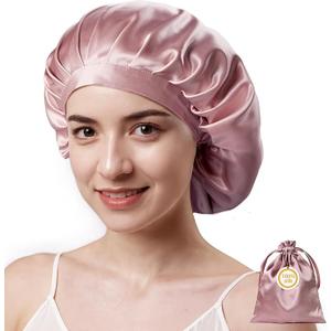 Kaome 100% Mulberry Silk Bonnet for Sleeping Women, 22 Momme Double Layer Silk Hair Wrap, Non-Slip Sleep Cap with Adjustable