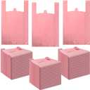 300 Pcs T Shirt Bags Bulk Plastic Shopping Grocery Retail Bags with Handles 12 x 20 Inch for Small Business, Supermarket, Restaurant (Pink)