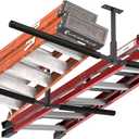 Double Kayak/Ladder Ceiling Storage Rack, Hi Port 2 Ladder Hanger Overhead Garage Kayak Ladder Rack, Holds 200 lbs, Adjustable Height Design, Black