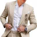 Trasign Kids Linen Suits for Toddler Boy 2 Piece Slim Fit Summer Outfit for Teen Casual Beach Wedding Tuxedo Jacket Pants Set- 10Y