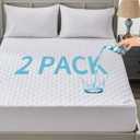 2 Pack Waterproof Mattress Protector, Queen Size Noiseless Mattress Pad with Deep Pocket Fitted Up to 6-18 inches, Soft Noiseless Bed Mattress Cover Washable for Home, Bedroom, Hotel
