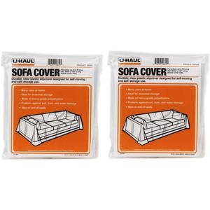 U-Haul Sofa Covers - 2 Pack  Plastic Moving and Storage Covers for Couches Up to 8 Long  134 x 42 Covers  Water Resistant