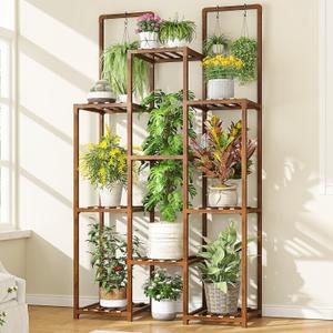 EnHomee 8 Tiers Plant Stand, Indoor Plant Stand with 11-16 Pots, Wood Plants Shelves for Living Room, Patio, Balcony, Yard, Garden, 34.2''W11.8''D47.4''H
