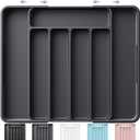 2 x Kitsure Cutlery Drawer Organiser for Kitchen - Adjustable Cutlery Tray for Effortless Utensil Sorting, Versatile Kitchen Storage & Organisation Solution, 12.13" x 1.54" x 8.07"~13.90", Black (Medium)