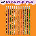 JOYIN 48PCS Halloween Pencils Bulk with Eraser, Colorful Fall Pencil Assortment, 12 Design Halloween Themed Stationery Set for Kid Girl Boy Trick or Treating Party Favor Supplies, Classroom Gift Prize