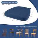 2 Pack Navy Blue Chair Cushions with Ties Removable Covers, D-Shape Dining Kitchen Chair Seat Pads Non Slip 17"x16"