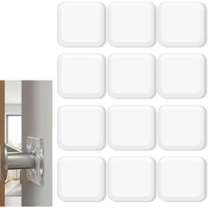 12Pcs Door Stopper Wall Protector Adhesive Door Stopper 1.57Inch Square Clear Doors Bumpers Doors Slamming Silencer for Home, Office, School
