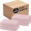 Bulk King Flat Sheets Only, 6 Pack Quick Sort Top Bed Sheet, Color-Coded Label Threads, Wrinkle-Free Shrinkage Durable Microfiber Hotel Motel Airb&bs Essentials for Hosts (105"x102",Pink)