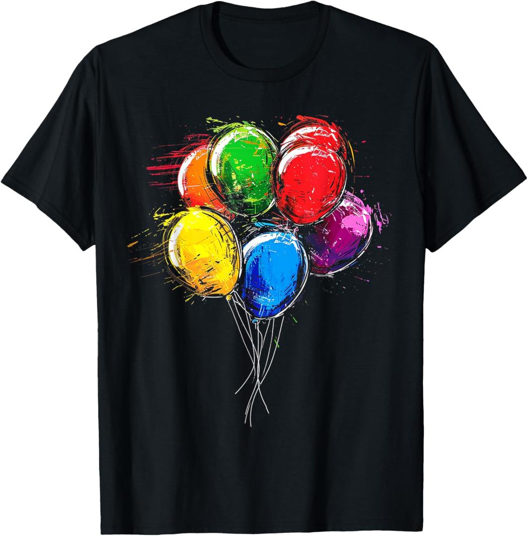 @rtY Balloons Painting Art Colorful Motif Artwork T-Shirt, L