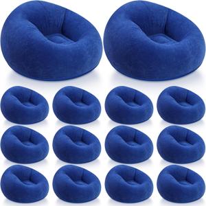 Realspring Inflatable Bean Bag Chairs Outdoor Blow up Camping Chairs Inflatable Lazy Sofa Folding Portable Bean Bag Loungers Couch for Movie Night(Dark Blue,12 Pcs)