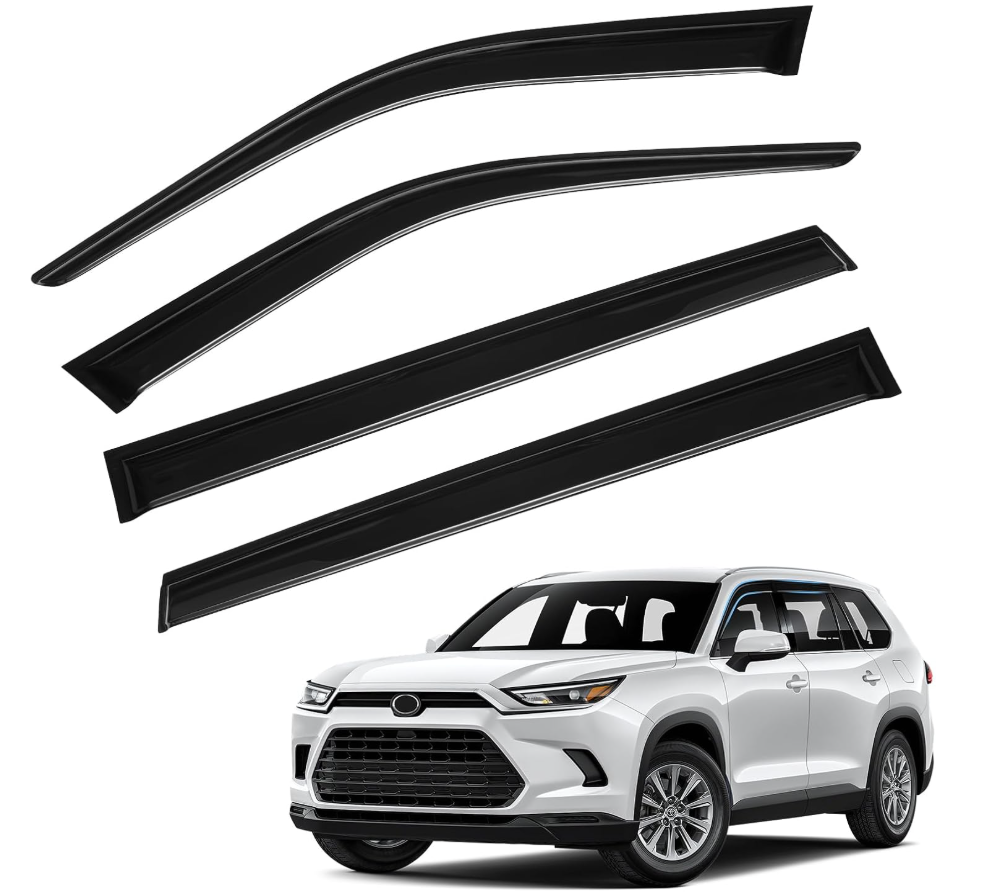 Highlander Rain Guards - Window Visors for Toyota Highlander 2020-2024, Out-Channel Side Window Rain Guards for Highlander, 4PCS, Black, Car Accessories