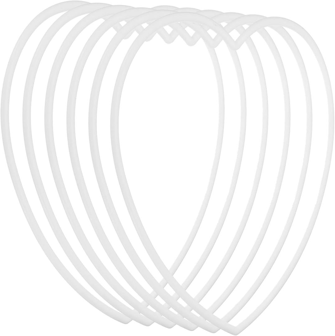 PATIKIL 12 Inch Heart Dream Catcher Rings, 6 Pcs Plastic Macrame Wreath Floral Ring Hoop for Home Car DIY Craft Wedding Wall Hanging Decorations, White