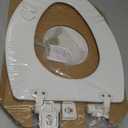 Mayfair Linden Slow Close Toilet Seat, Non Slip Heavy Duty Wood, Easy Install, Elongated, White