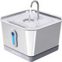 Stainless Steel Cat Water Fountain 135oz/4L:Battery Operated Wireless Cat Fountains for Drinking Indoor, Automatic Pet Water Dispenser with Ultra Quiet Pump,Multi-Filtration,Easy Clean BPA-Free