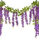 CISDUEO 2 Pcs Wisteria Hanging Flowers Vines Purple Wisteria Flowers Vine Garland Artificial Wisteria Vines Hanging Flower Silk for Wedding Arch Party Garden Home Decor Table Backdrop 6 Feet