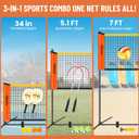 3-in-1 Adjustable Height Volleyball Badminton Pickleball Net Set - Portable Badminton Net Set for Backyards with Badminton Racket & Shuttlecocks, Volleyball Set with ball & Pump, Pickleball & CarryBag