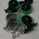 5 Inch Caster Wheels, Plate Casters Set of 4 Heavy Duty, Silent Swivel Casters with Brake, Polyurethane Castor Wheels for Furniture and Workbench Cart, Green