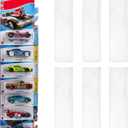 6 Pack Clear Model Car Display Case - Holds up to 60 Cars, Compatible with Hot-Wheels Packaged Diecast Blister, Toy Storage Organizer Wall Mount Display Case