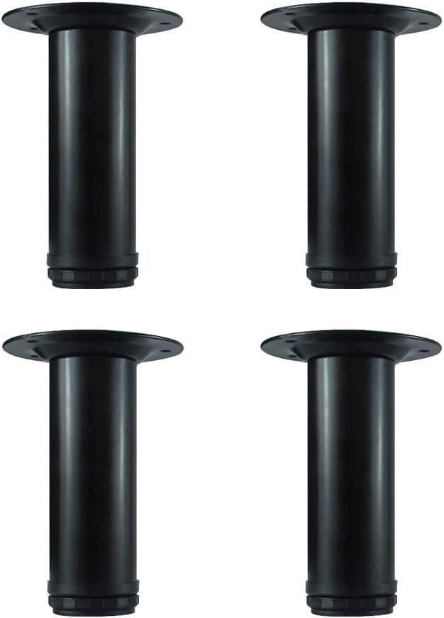 QLLY 6 inch Adjustable Metal Furniture Legs, Replacement Leg for Sofa Couch Chair Ottoman Cabinet, Set of 4 (Black)