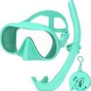 Snorkeling Gear for Adults, Snorkel Set Adult, Scuba Diving Mask, Panoramic View Anti-Leak Anti-Fog Dive Swimming Goggles Tempered Glass Panoramic Wide View Travel Portable Foldable