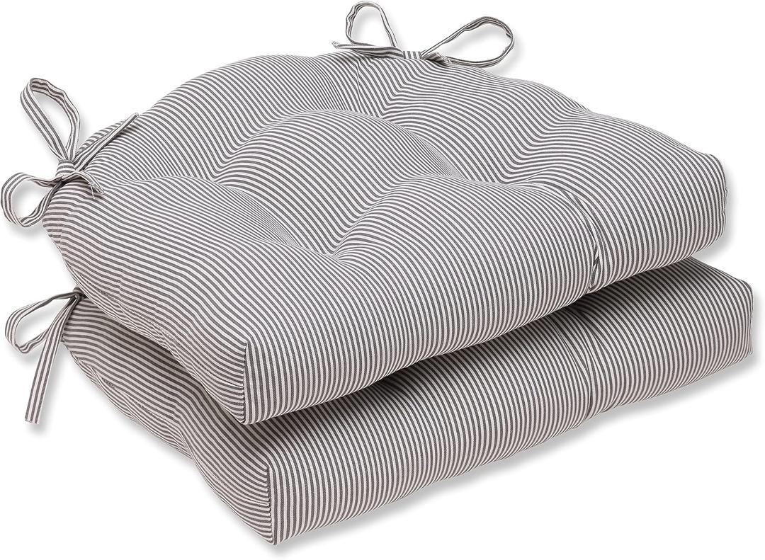 Pillow Perfect Oxford Charcoal Reversible Chair Pad (Set of 2), Grey