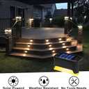 Solar Pool Side Lights Color Changing Solar Deck Lights Outdoor LED Step Light Waterproof Pool Accessories Decor for Stairs Fence Yard Driveway Pathway Yard Backyard Garden (Black-Warm white, 16)