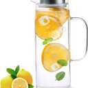 Heat Resistant Glass Pitcher With Lid And Spout, Glass Iced Tea Pitchers Beverage Pitchers For Fridge, Glass Water Pitcher And Carafe 1500ml/51oz