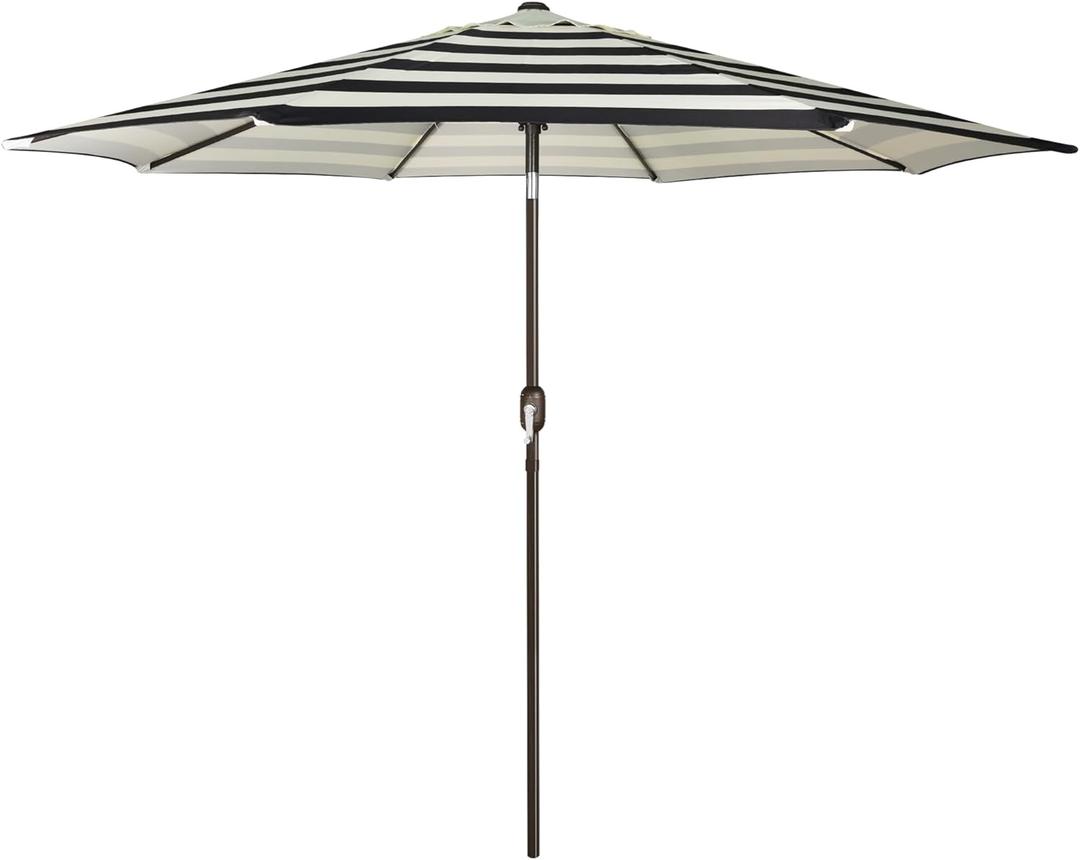 Blissun 7.5 ft Patio Umbrella, Yard Umbrella, Outdoor Market Umbrella with Push Button Tilt Crank, Black & Beige