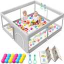 Baby Playpen with Mat, 50x50 Inch Playpen with Mat Waterproof for Babies and Toddlers Play Pen Playards Safety Gate Fence Active Center Indoor
