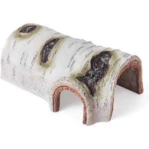 Artificial Birch Log Hide Reptile Shelter, Natural-Looking Reptile Hide for Bearded Dragons, Realistic Resin Hollow Log Hideout, Aquarium Resin Bark Decor