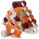 Windkream 24 Pack Flannel Throw Blankets Bulk 50 x 60 Inch Wedding Fleece Blankets with Thank You Card Soft Blanket for Winter Valentines Guests Sleepover Spa Gifts, 4 Colors (Shades of Terracotta)