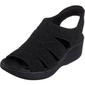 Skechers Women's PIER-LITE - MEMORY MAKER wedge sandal, Black/ Black 9 M