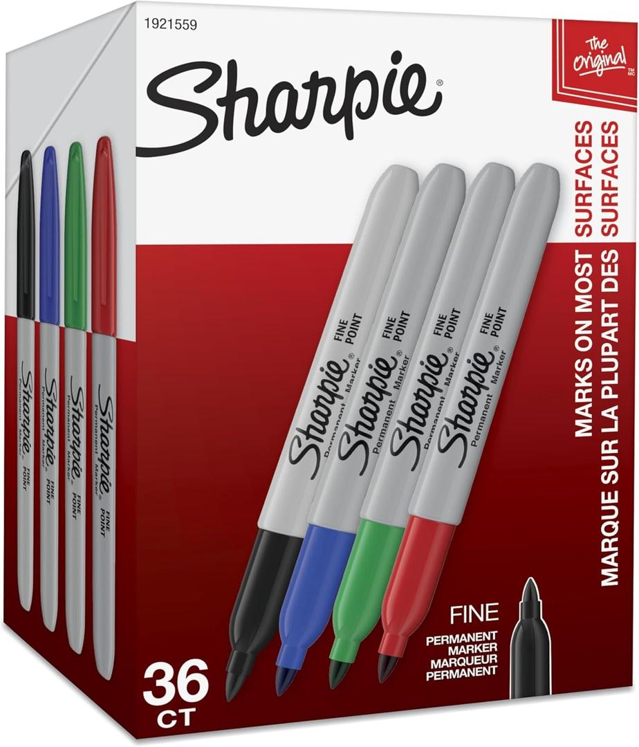 Sharpie Permanent Markers, Fine Point, Assorted Colors, 36 Count