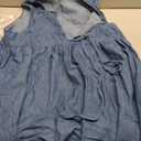 SOLY HUX Women's Maternity Dresses Sleeveless Jean Sundresses Tie Front Flowy Short Denim Dress (Large)