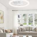 LEDIARY 20 Inch Low Profile Ceiling Fans with Lights and Remote, Dimmable Modern Fan Light(3000K-6000K), 6 Speed, Reversible, APP & Remote Control, Flush Mount Ceiling Fan for Bedroom, White