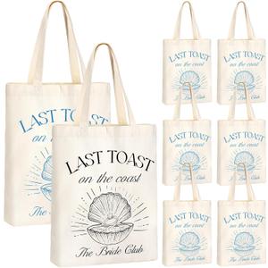 Aliceset 8 Pcs Love on The Lake Bachelorette Party Decor Bridesmaid Tote Bags Canvas for Bachelorette Gift Bags Bridal Shower(Black,Blue,Last Toast on the Coast)