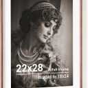 22x28 Poster Frame, USA-Sourced Walnut Wood Picture Frame with HD Tempered Glass, Handcrafted Rounded Corner 22 x 28 Wooden Frames Matted to 18x24 Photos, Horizontal or Vertical Wall Display