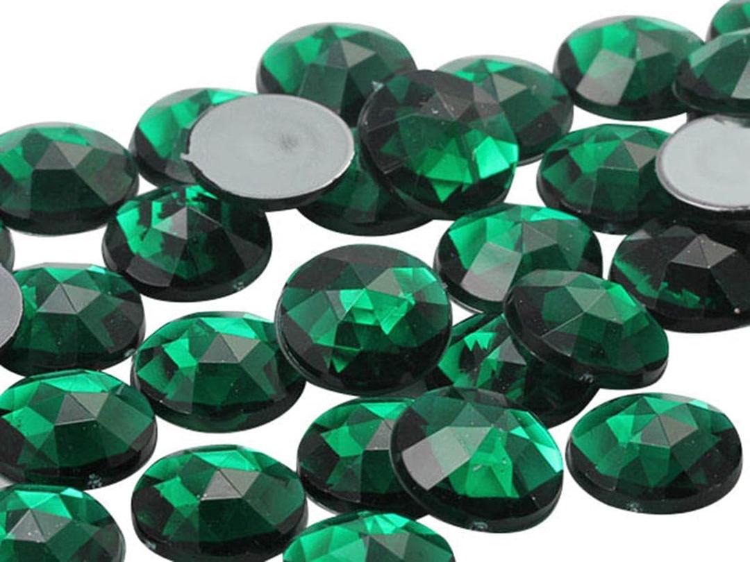13mm Flat Back Round Acrylic Rhinestones Plastic Gems for Jewelry Making Costume Jewels Cosplay Embelishments - 50 Pieces (Green Emerald .MD)
