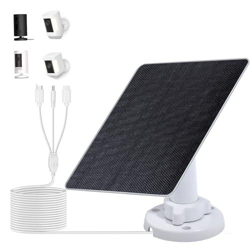 ECO-WORTHY Solar Panel for Ring Camera Outdoor Wireless, 5W Fast Charging Compatible with Rings Spotlight & All-New Stick Up Outdoor Cam with USB-C & Barrel Plug, USB C Solar Panel 5V, 9.8ft Cable（3m）