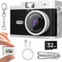 Pocket Mini Camera, Y2K Retro 1080P HD Keychain Digital Camera with 32GB SD Card & 0.96" Screen, Portable Video Recorder for Travel Vlogs & Daily Recording, Black