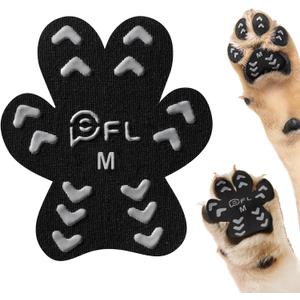 Anti Slip Dog Paw Protector Pads for Senior Dogs, Paw Pads for Dogs Traction, Disposable Self Adhesive Paw Grips for Old Dog on Slippery Hardwood Floor, Black 12 Sets (48pcs) M (11-20lbs)