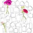 33pcs Glass Small Bud Vases Set - 9 Styles Clear Bud Vase for Centerpieces, Wedding, Home Table Flower Dcor Perfume Bottle Inspired Clear Flower Vases in Bulk